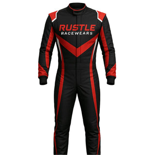 Premium Black & Red Karting Race Suit Rustle Racewears