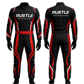 Rustle Racewears Black & Red Sublimated Karting Race Suit