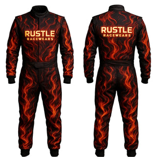 Blaze Fury” Flame-Print Karting Suit – Fire Edition
