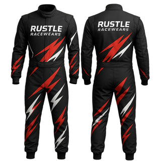 Strike Velocity” Lightning Bolt Karting Suit – Red & Silver Edition