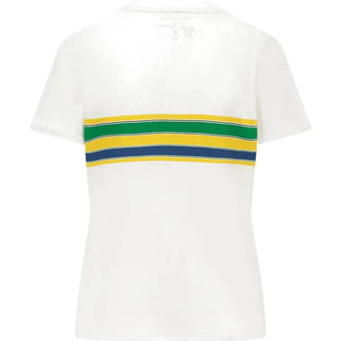 Ayrton Senna Women's Helmet Striped T-Shirt - Rustle Racewears