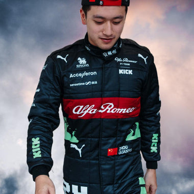 NEW ZHOU GUANYU 2023 ALFA ROMEO F1 TEAM KICK REPLICA RACE SUIT - BELGIAN GP