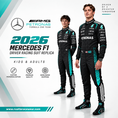 2026 Mercedes F1 Driver Racing Replica Suit | Kids & Adults