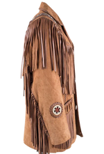 Scully Bead Trimmed Boar Suede Coat - Brown
