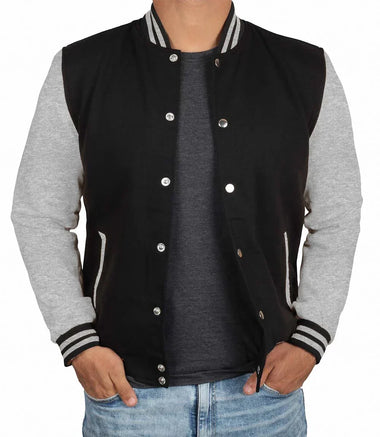Mens Black and Grey Varsity Jacket