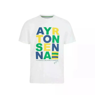 Ayrton Senna Men's Fanwear Graphic T-Shirt- White - Rustle Racewears