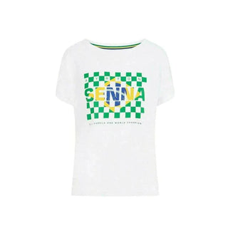 Ayrton Senna Women's Fanwear Flag T-Shirt- White - Rustle Racewears