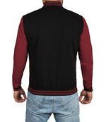 Mens Black & Maroon Varsity Jacket - Bomber Letterman Style