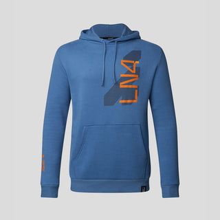 McLaren F1 Lando Norris Core blue hoodie with orange LN4 graphic