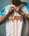 McLaren Racing F1 Special Edition Miami GP Mitchell & Ness Baseball Jersey - Blue/Pink - Rustle Racewears