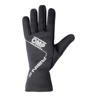 Black OMP RAIN-K karting gloves for wet weather racing